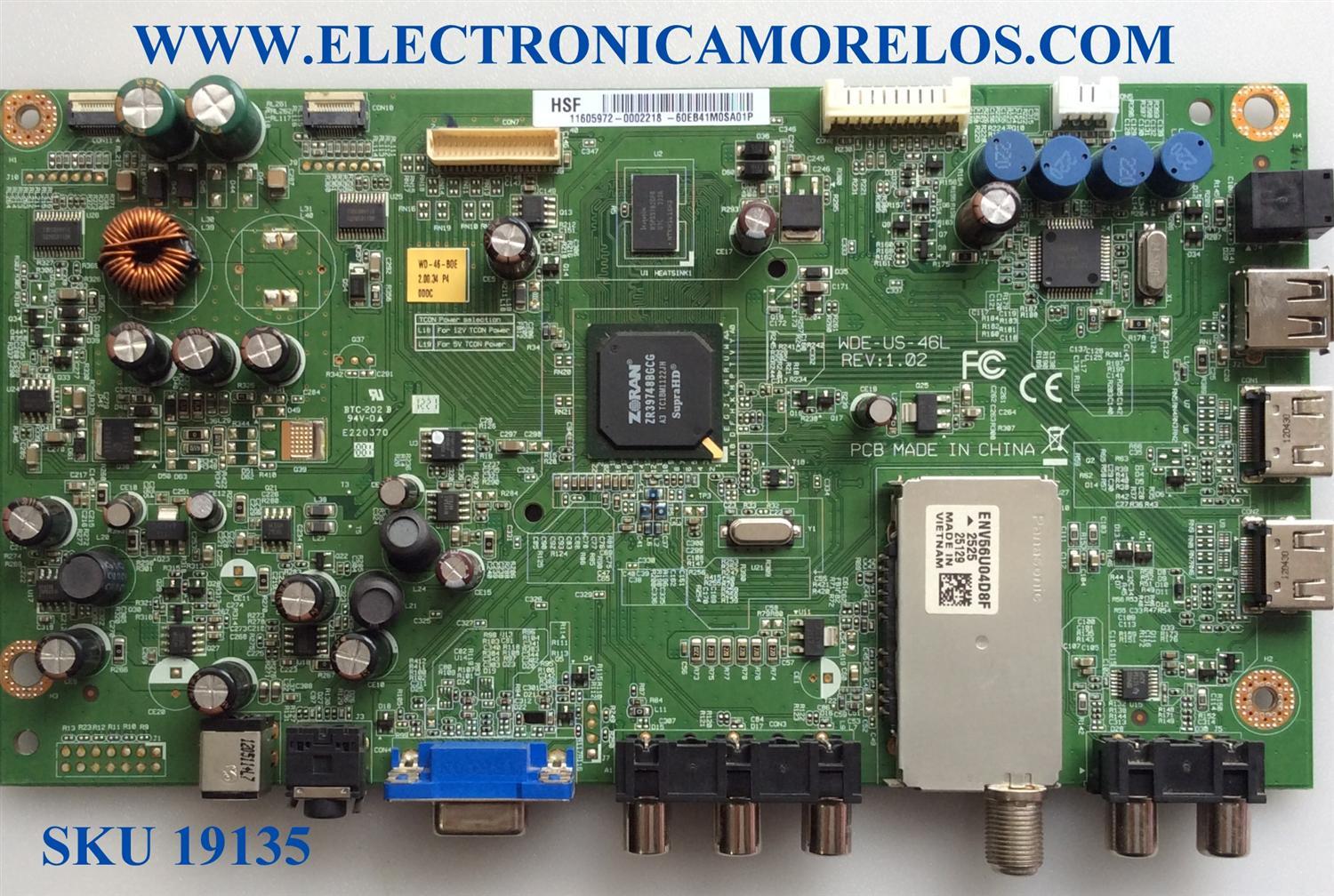 MAIN / WESTINGHOUSE 60.EB41M.0SA / WDE-US-46L / 60EB41M0SA / 60EB41M0SA01P / REV:1.02 / MODELOS LD-4695 / WD-46-B0E / WD-46-B0E TW-69601-U046B 